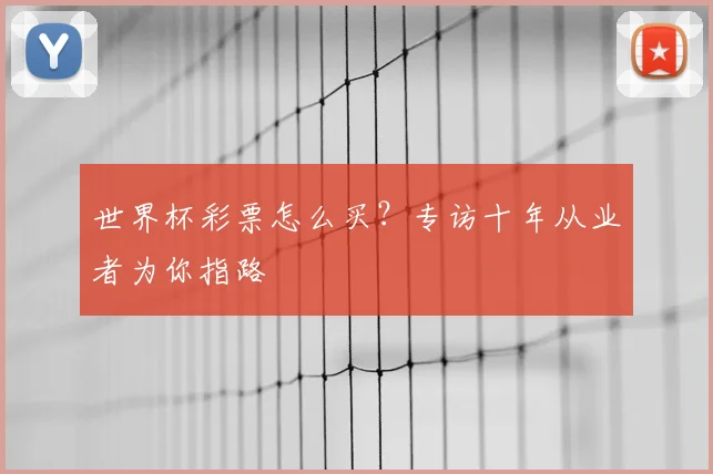 世界杯彩票怎么买？专访十年从业者为你指路